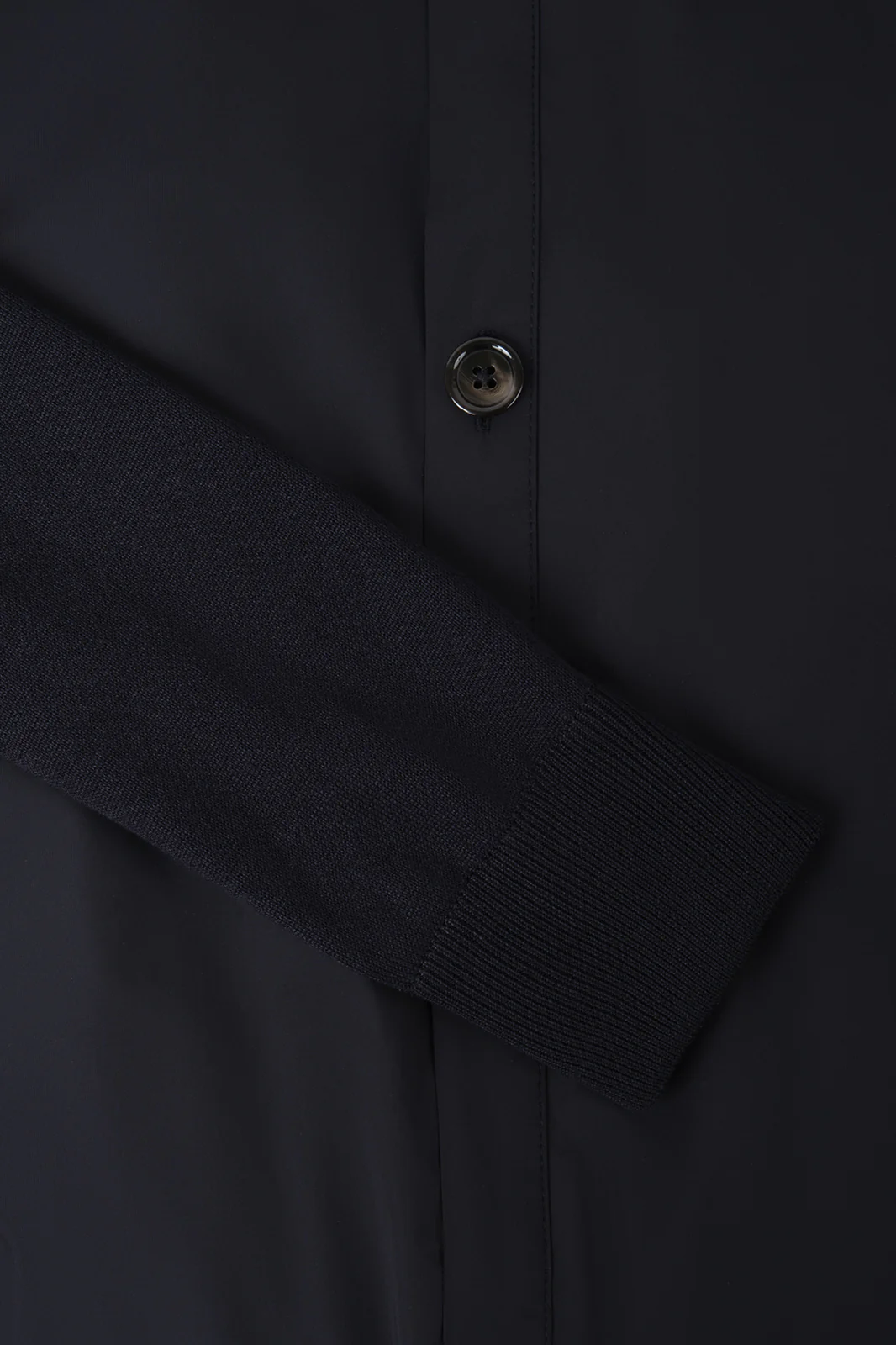 Blouson bi matière col montant - Marine - Image 3