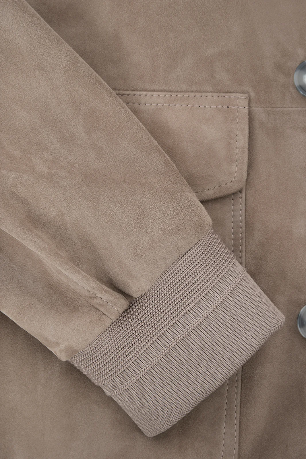 Blouson en peau boutonné - Taupe - Image 3