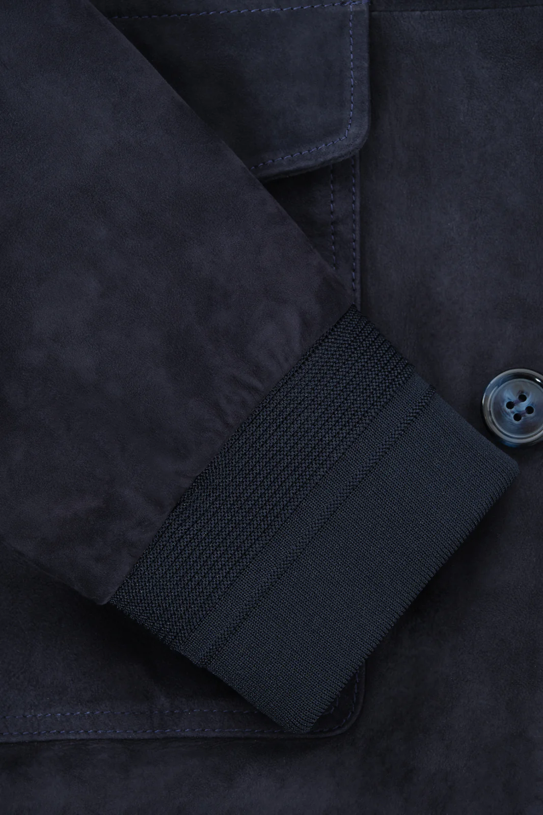 Blouson en peau boutonné - Marine - Image 3