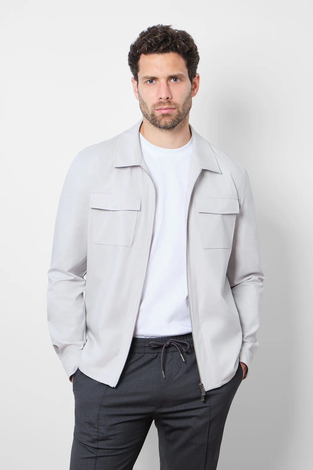 Blouson imperméable - Gris clair - Image 2