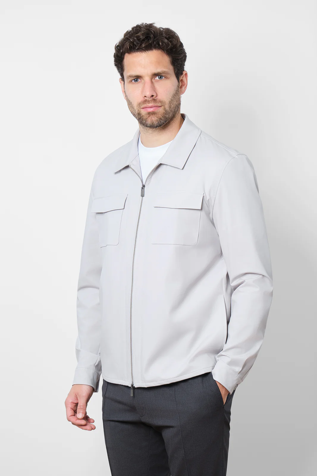Blouson imperméable - Gris clair - Image 3