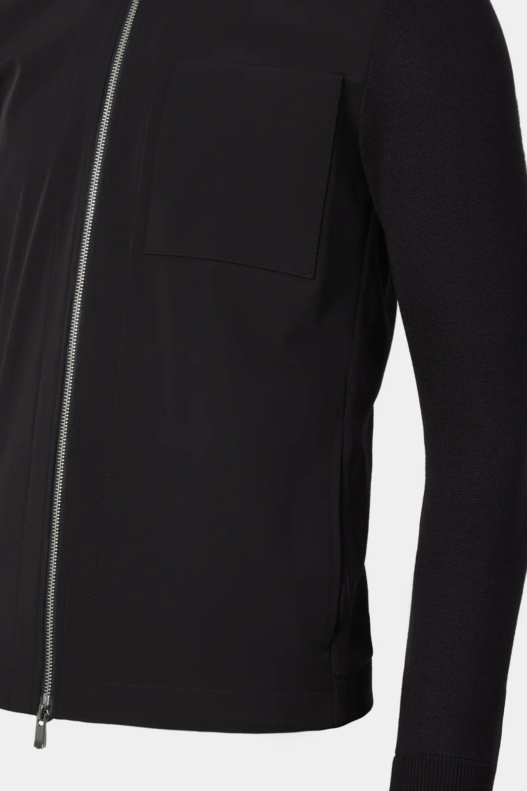 Blouson zippé bi matière - Noir - Image 3