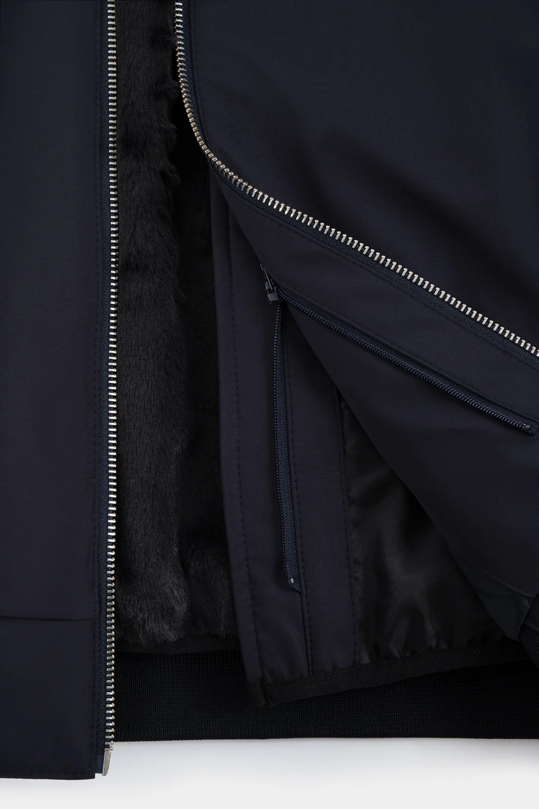 Blouson zippé avec fourrure amovible - Marine - Image 4