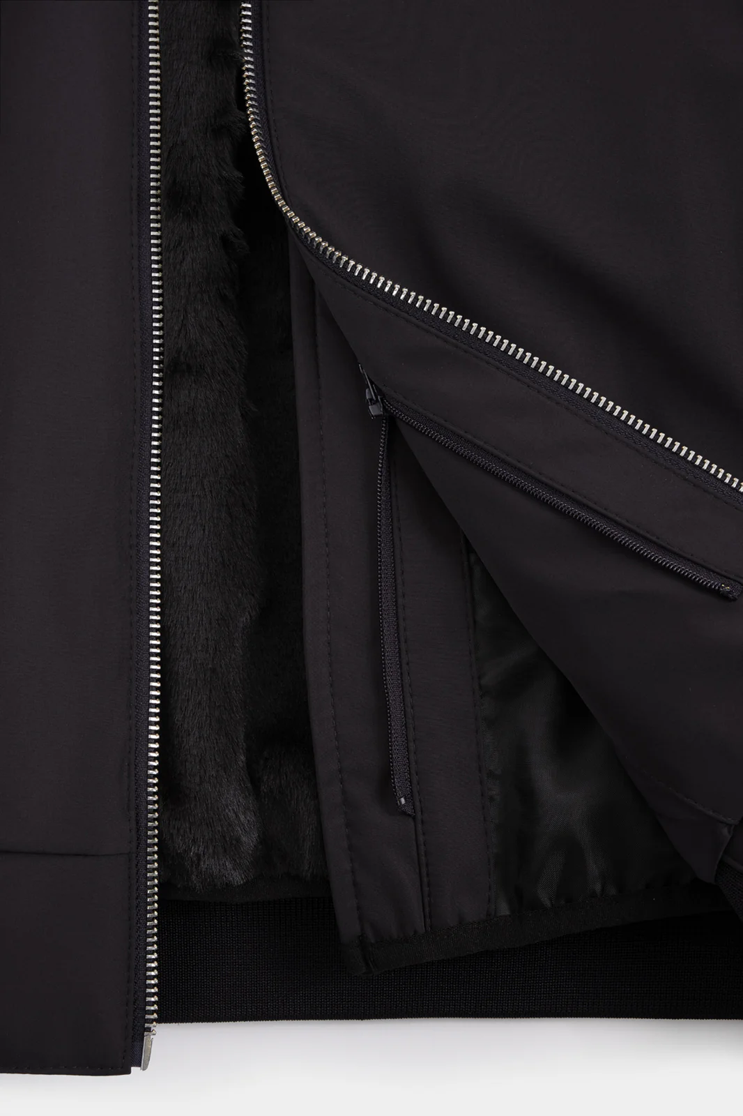 Blouson zippé avec fourrure amovible - Noir - Image 4