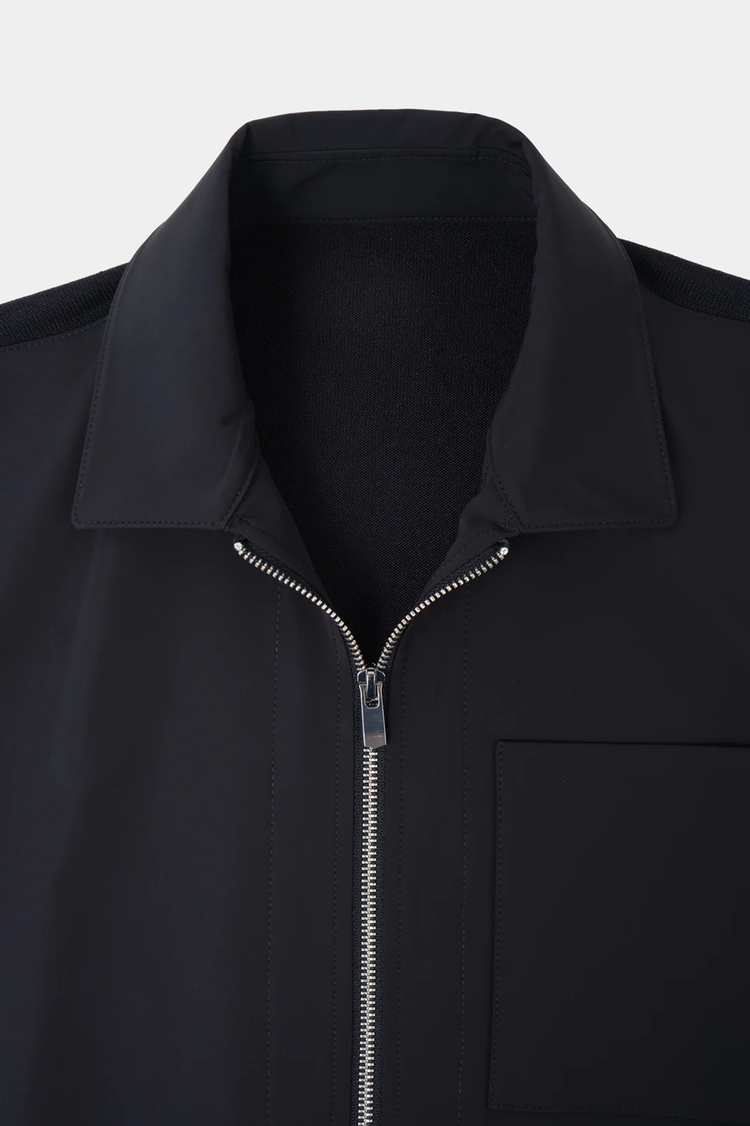 Blouson zippé bi matière - Marine - Image 4