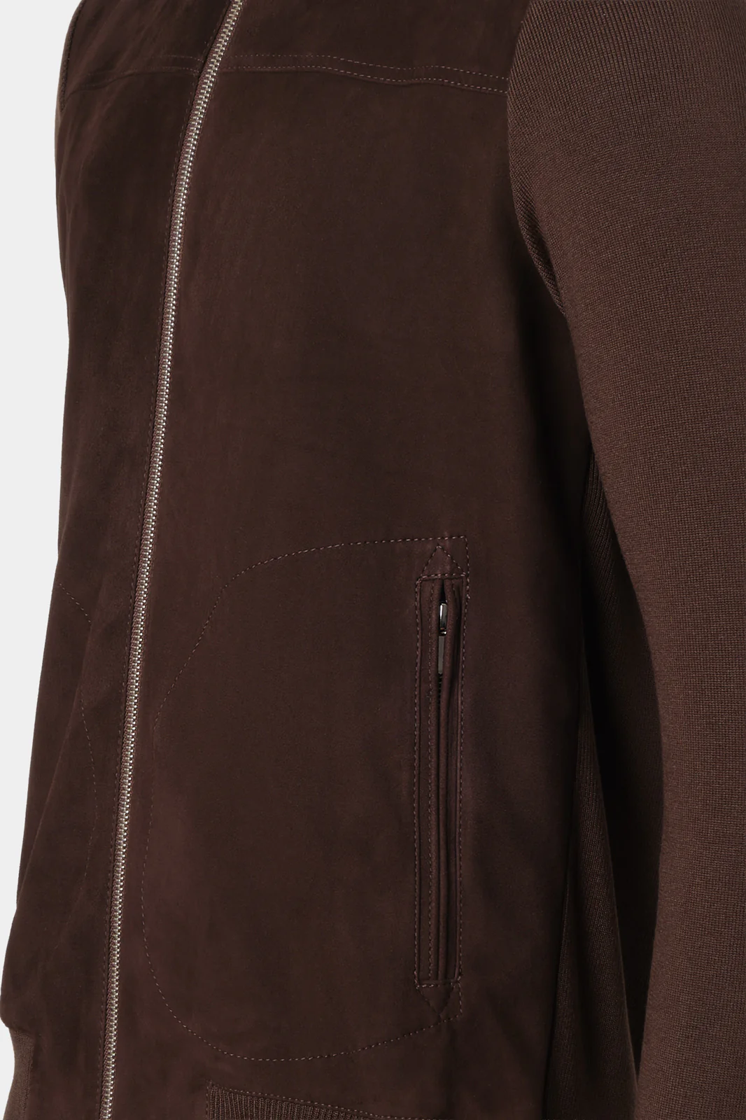 Blouson zippé bi matière -  Marron - Image 4