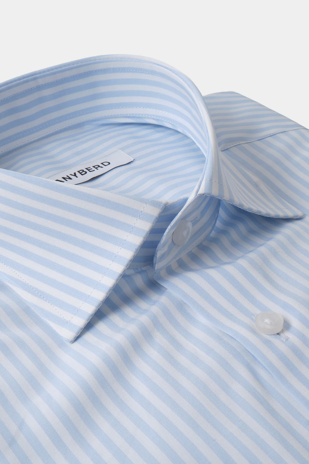 Chemise col français - Blanche à rayures bleu ciel - Image 2