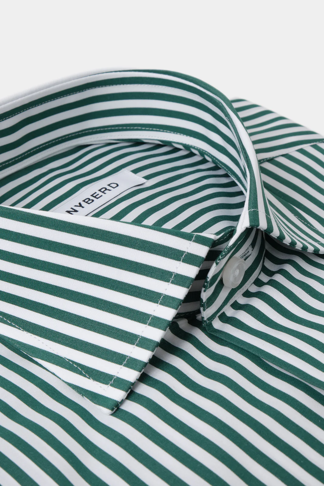 Chemise col français - Blanche à rayures vertes - Image 2