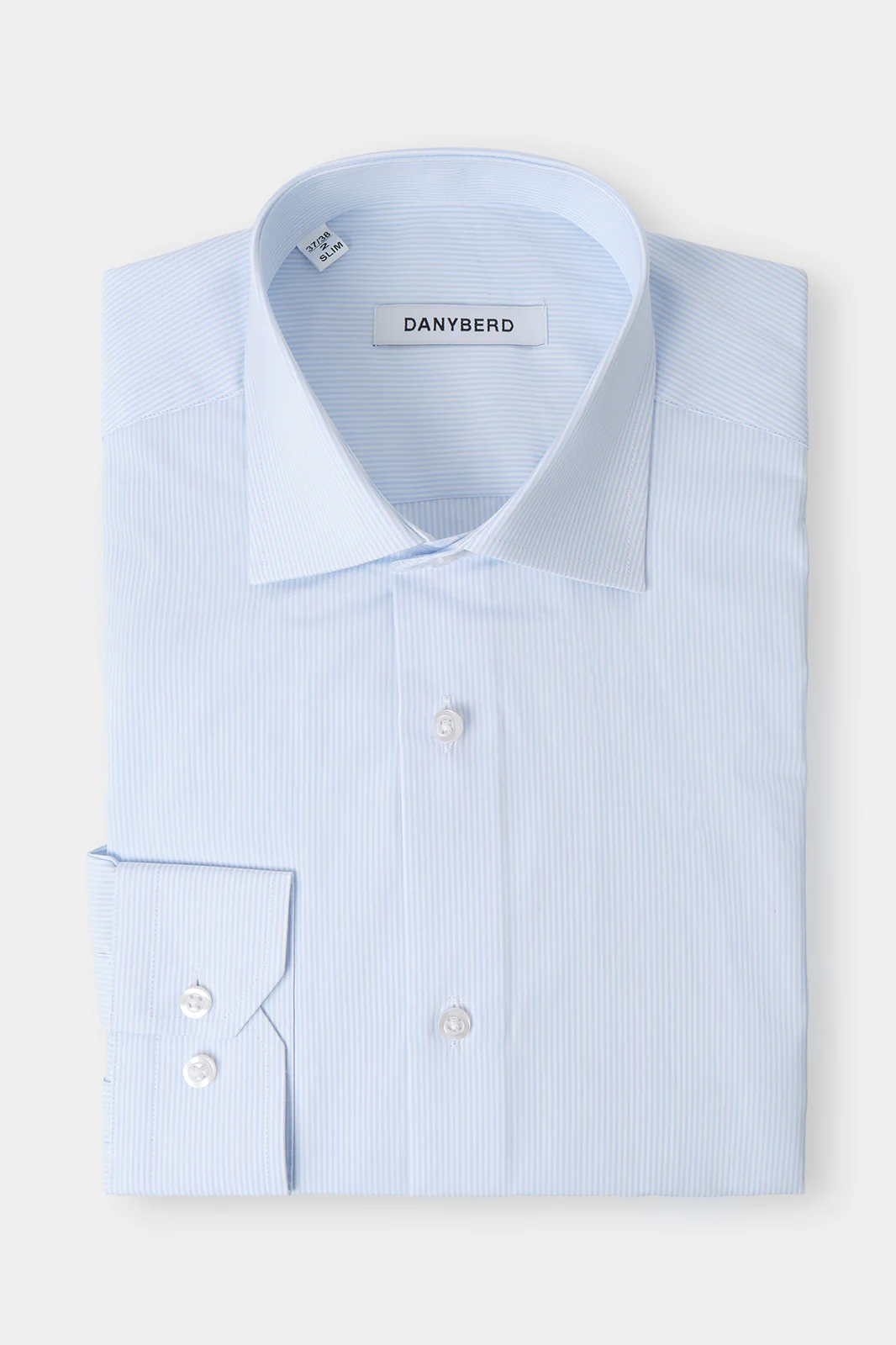 Chemise col français - Bleu à rayures blanches fines