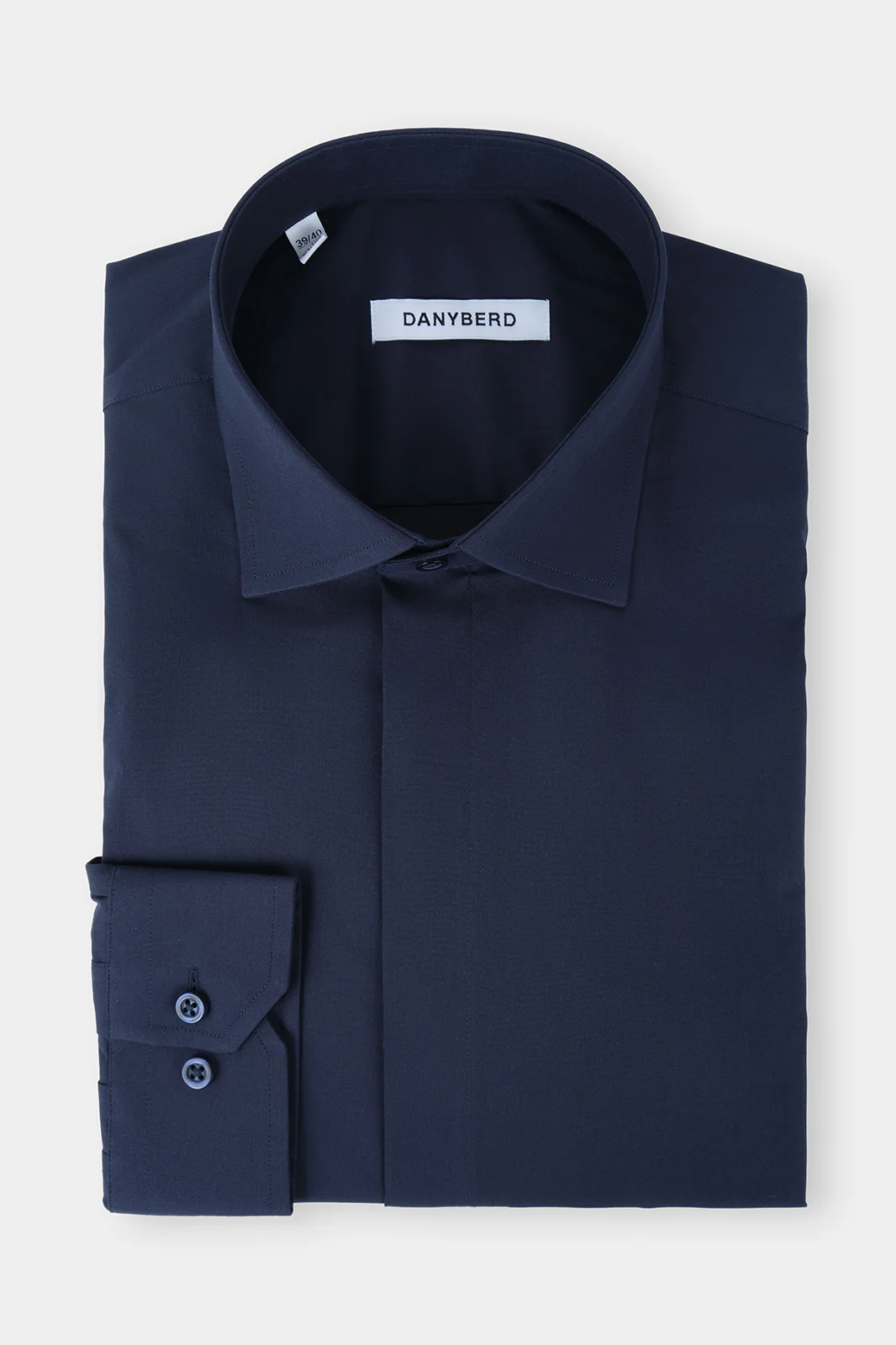 Chemise col français - Boutons cachés - Marine