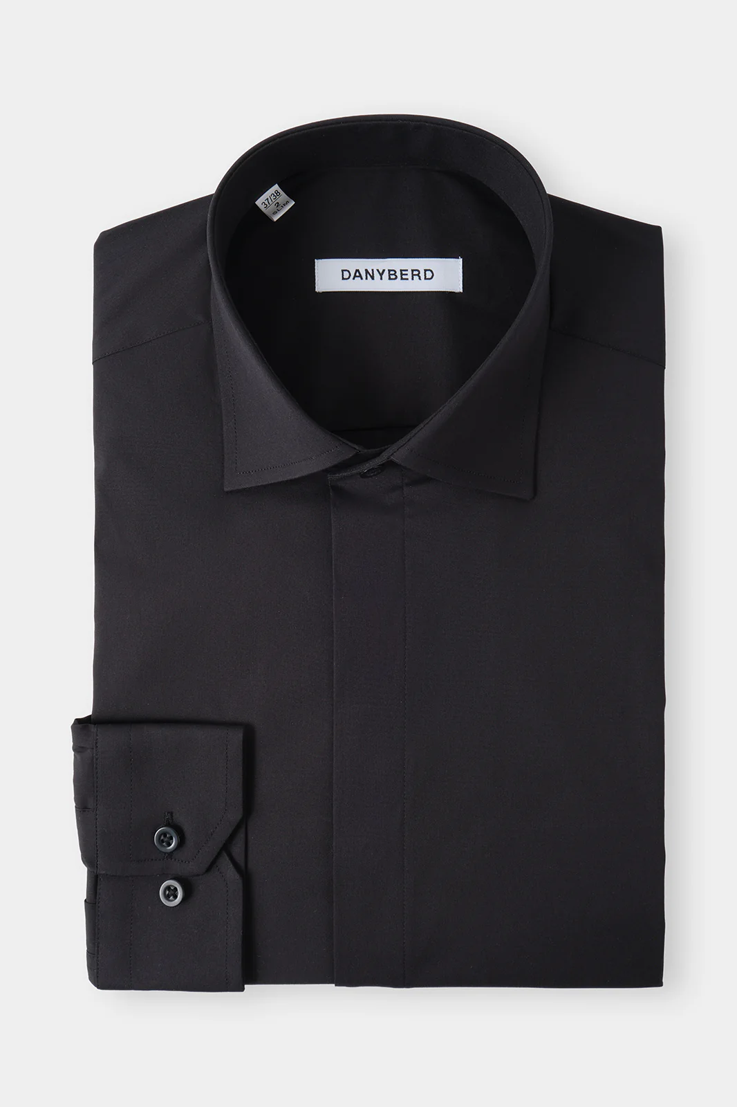Chemise col français - Boutons cachés - Noir