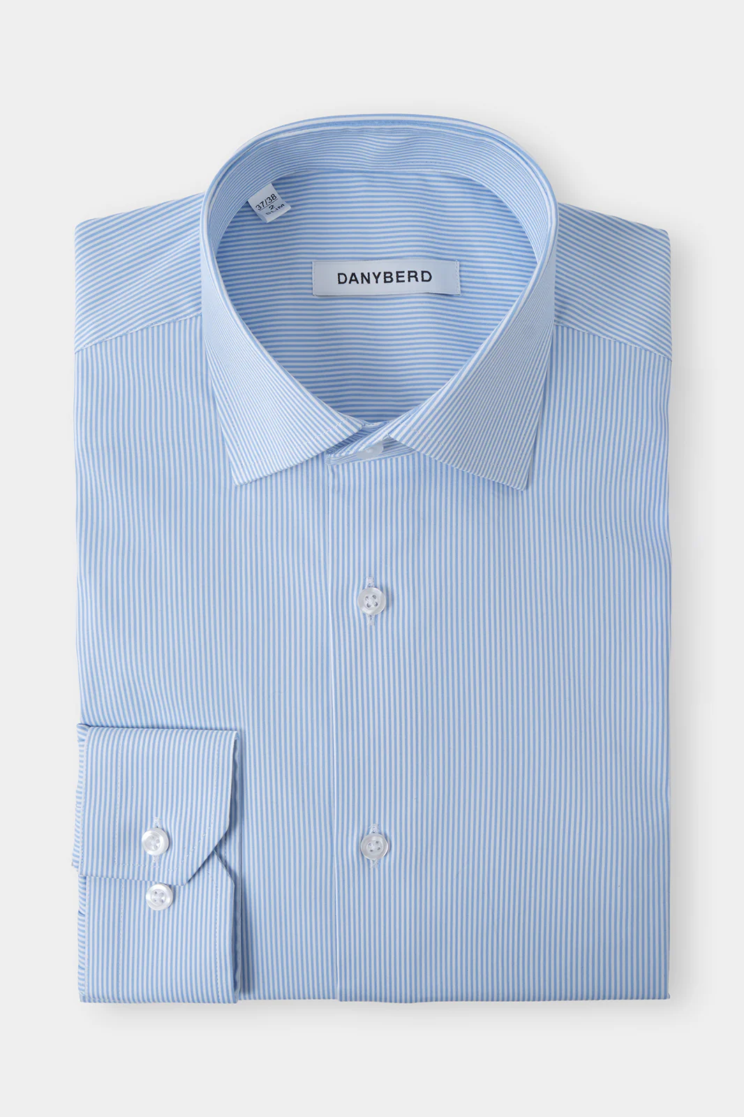 Chemise col français à rayures - Confort - Blanche et bleu