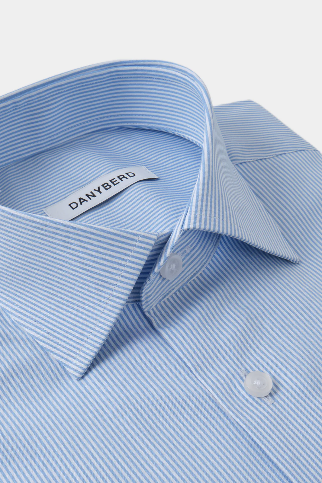 Chemise col français à rayures - Confort - Blanche et bleu - Image 2
