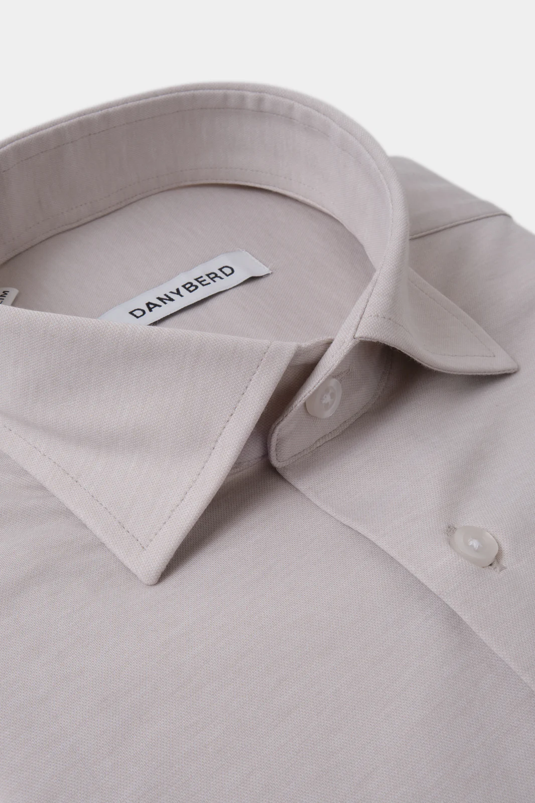 Chemise col français en jersey de coton - Beige - Image 2