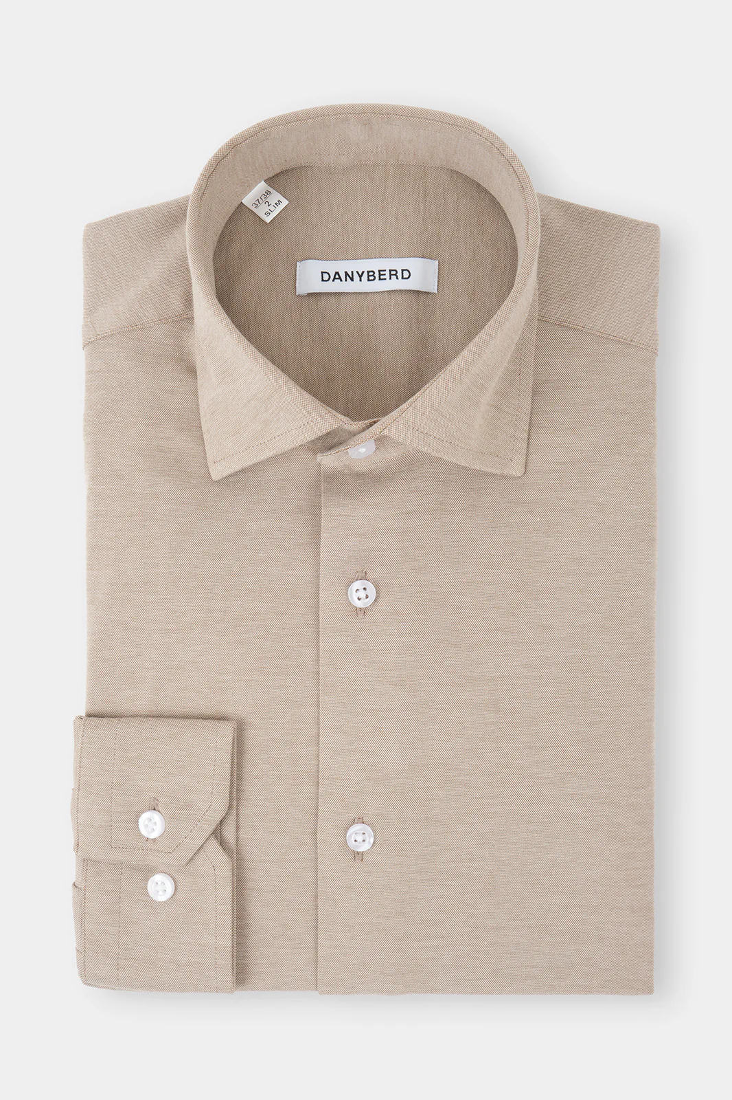 Chemise col français en jersey de coton - Beige