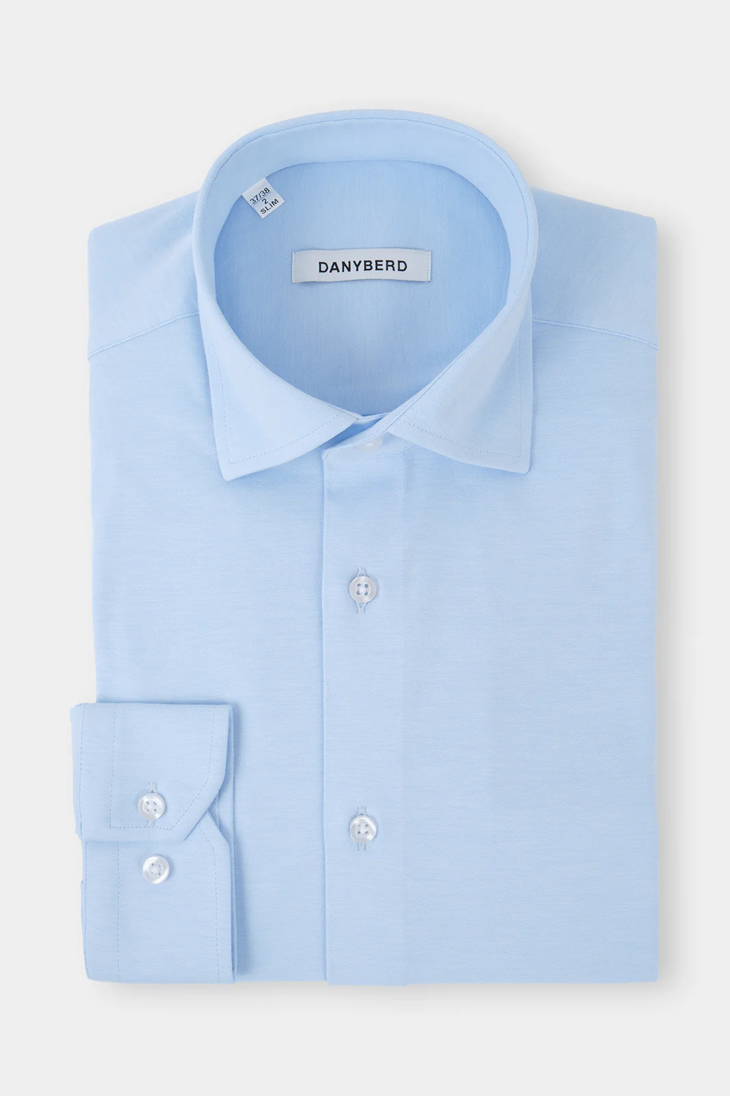 Chemise col français en jersey de coton - Bleu