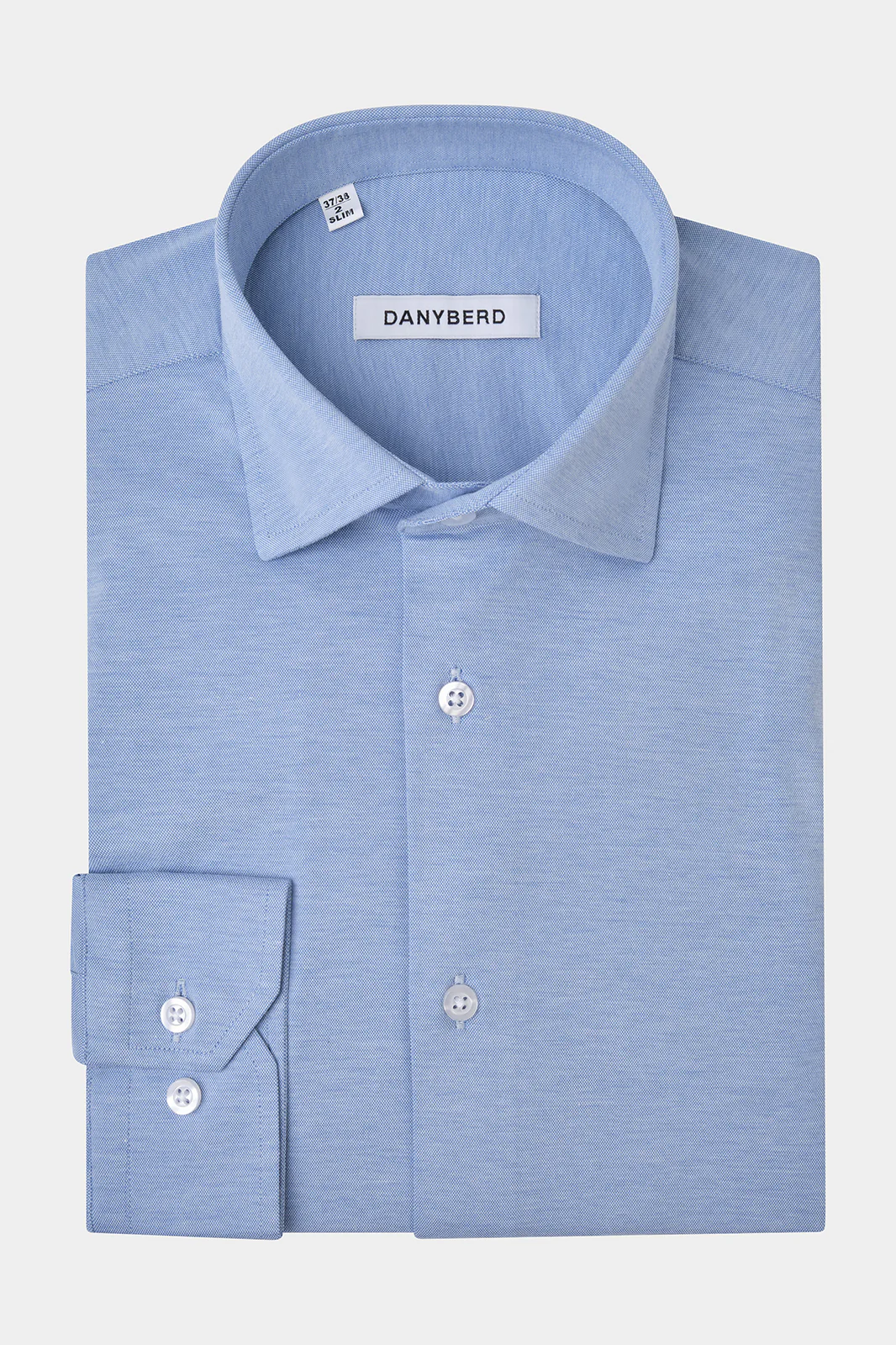 Chemise col français en jersey de coton - Bleu