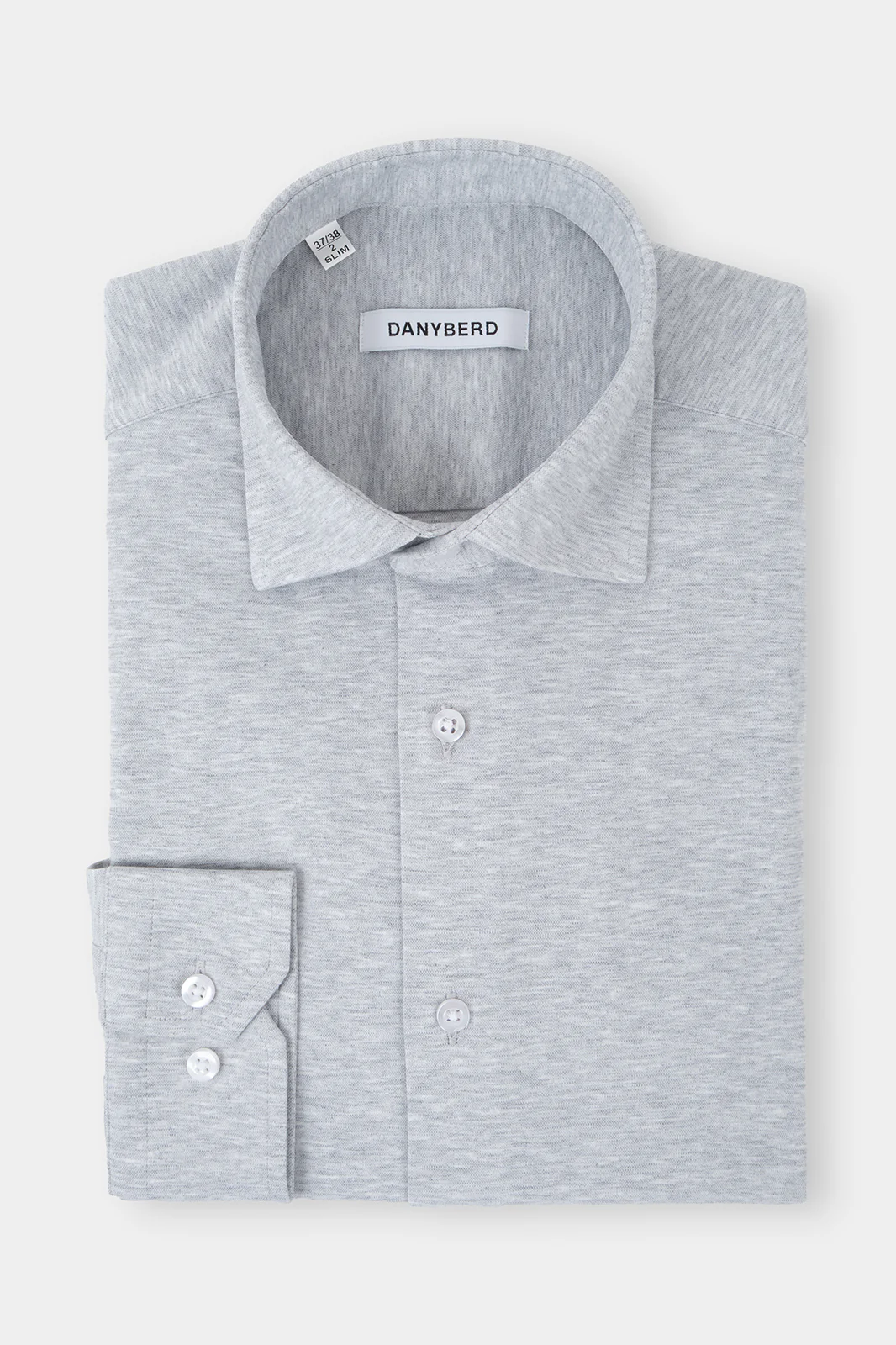 Chemise col français en jersey de coton - Gris clair