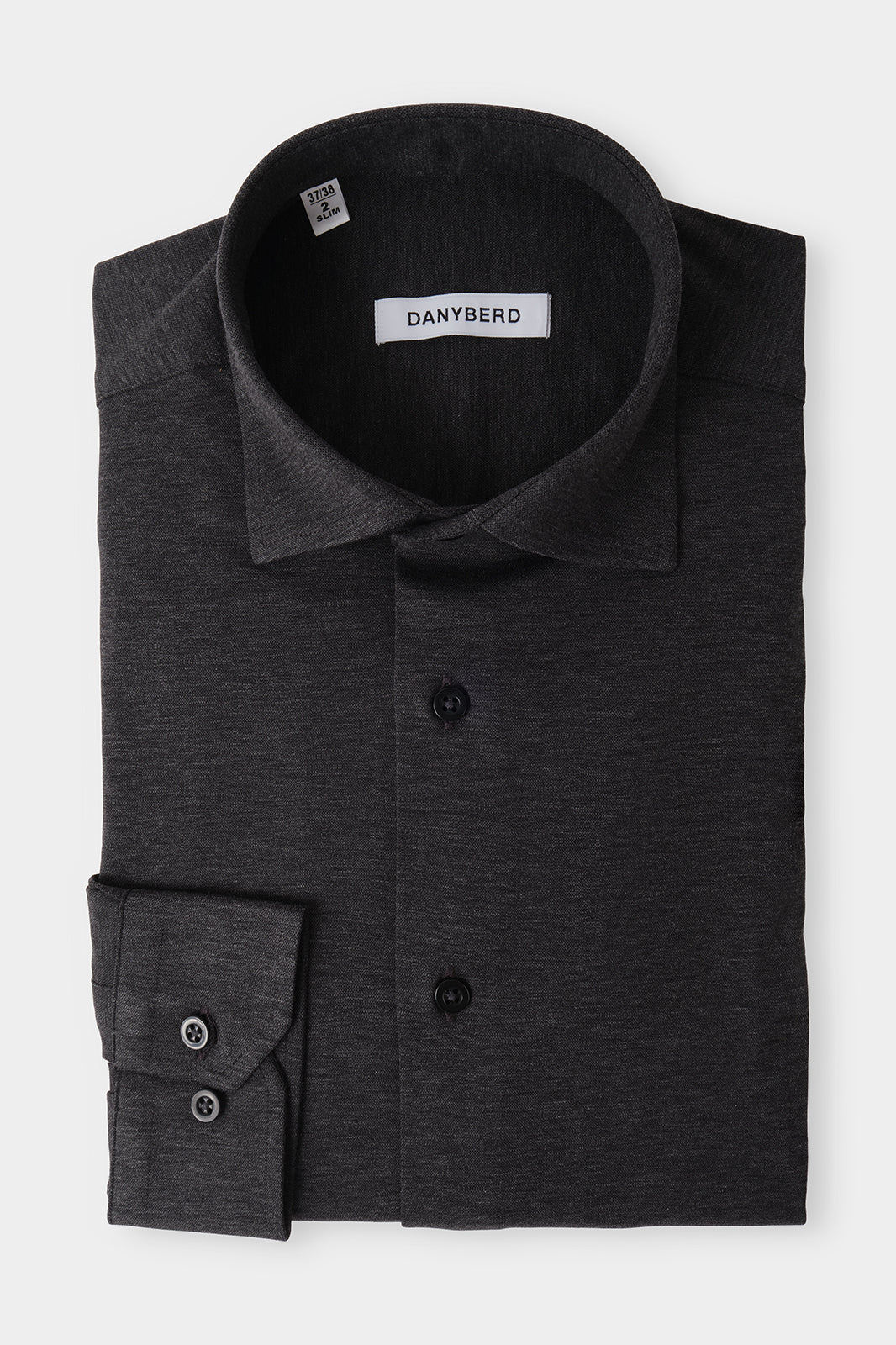 Chemise col français en jersey de coton - Noir délavé