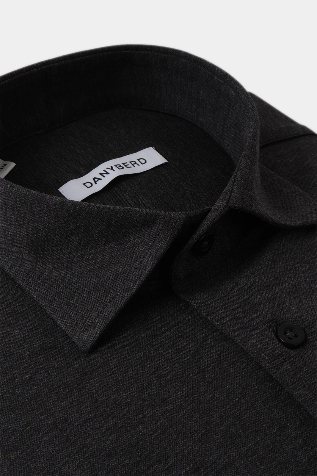 Chemise col français en jersey de coton - Noir délavé - Image 2