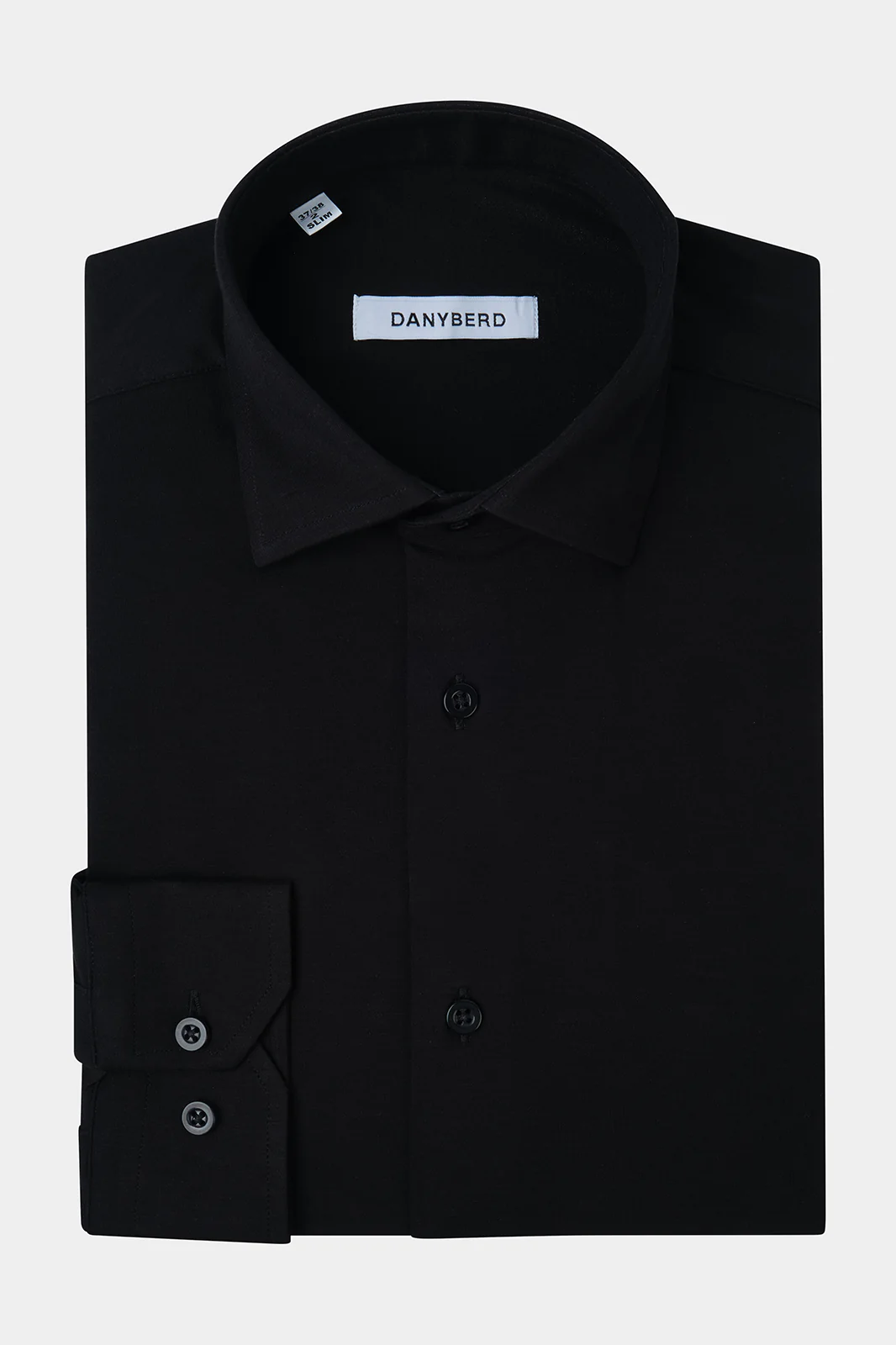 Chemise col français en jersey de coton - Noire