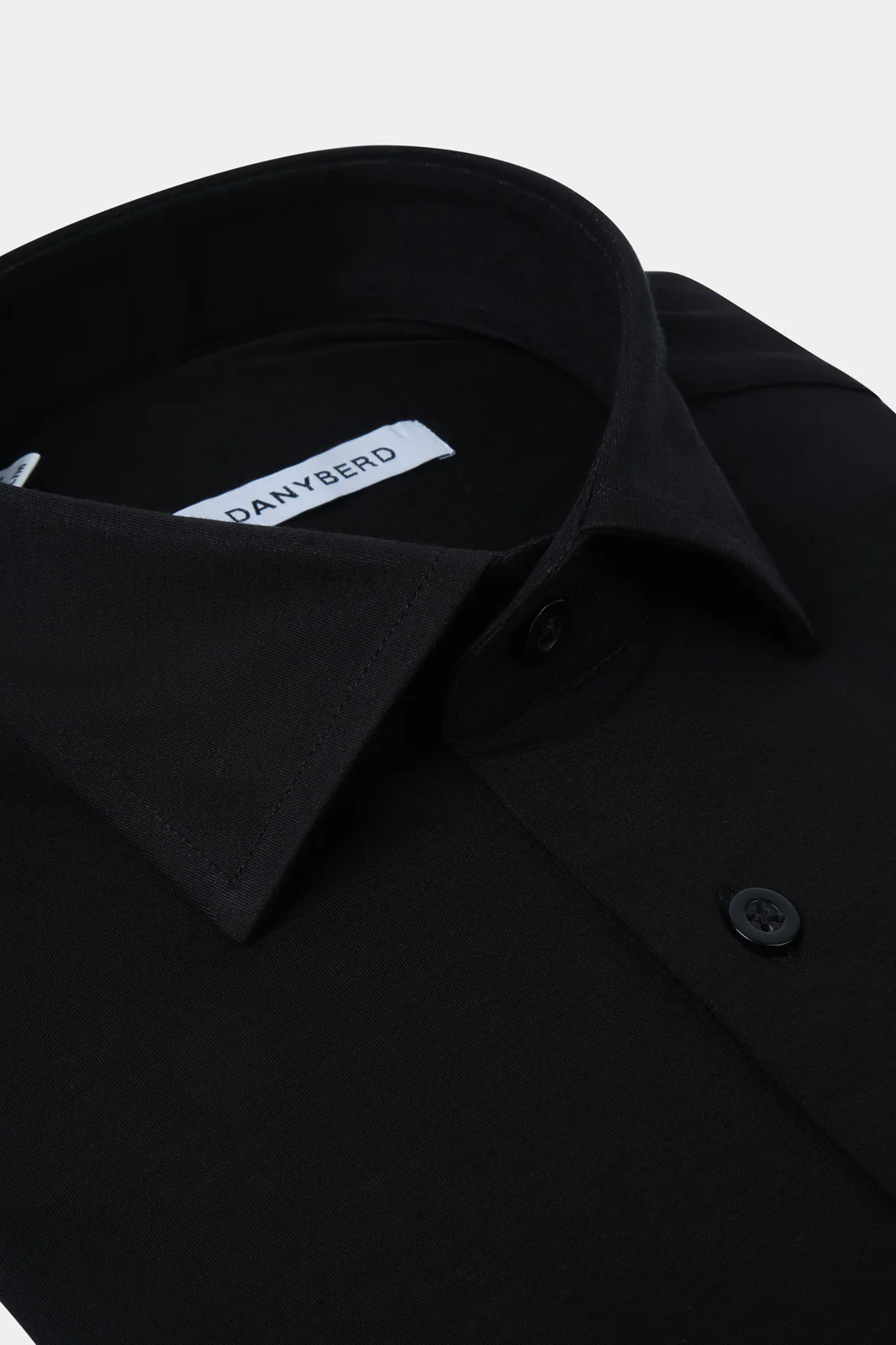 Chemise col français en jersey de coton - Noire - Image 2
