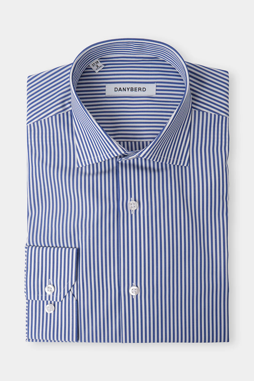 Chemise col français - Marine à rayures blanches