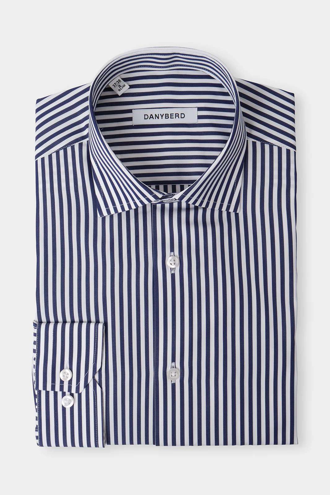 Chemise col français - Marine à rayures blanches moyenne