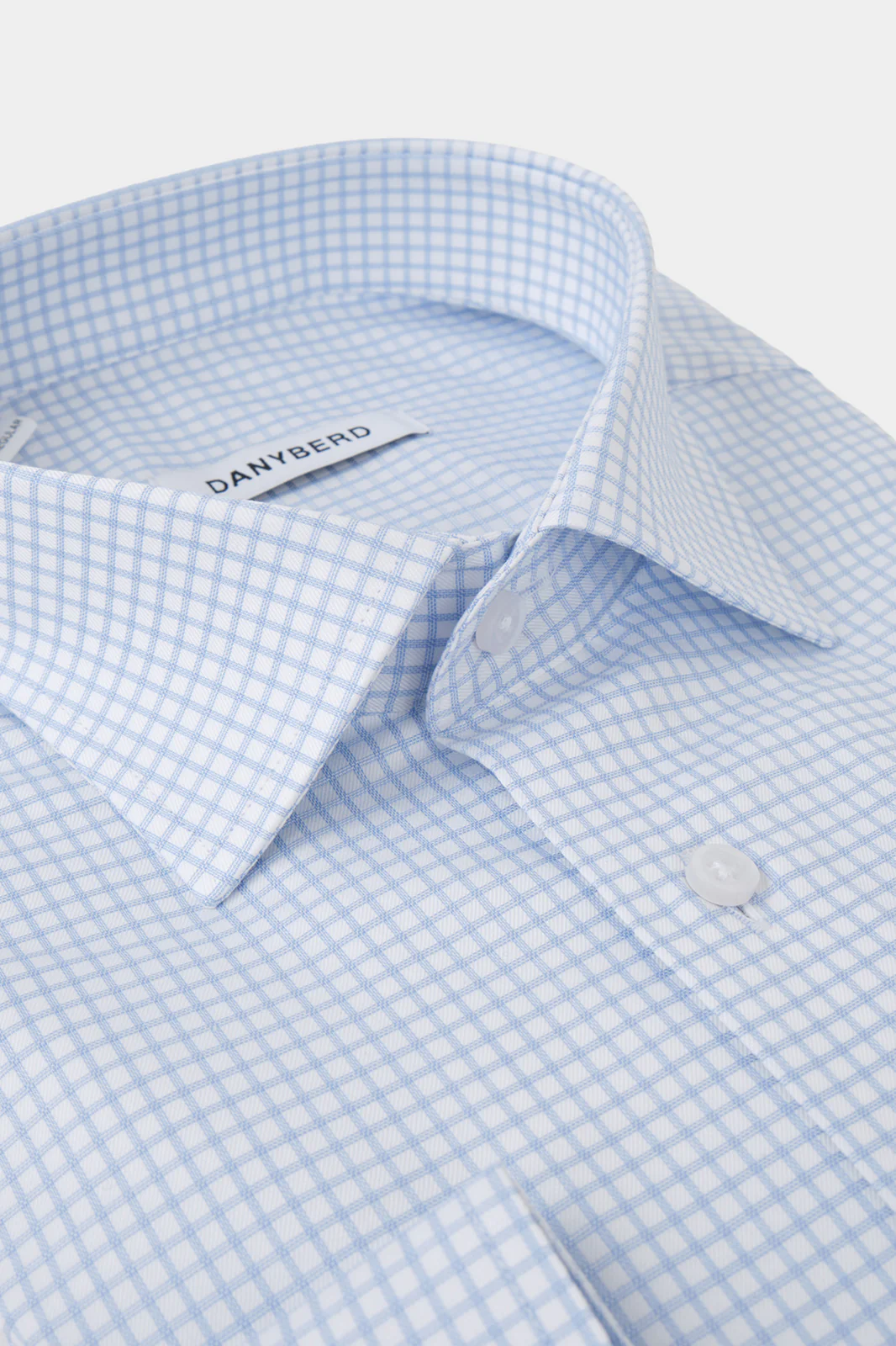 Chemise col français non cintrée - Blanche à carreaux bleus - Image 2