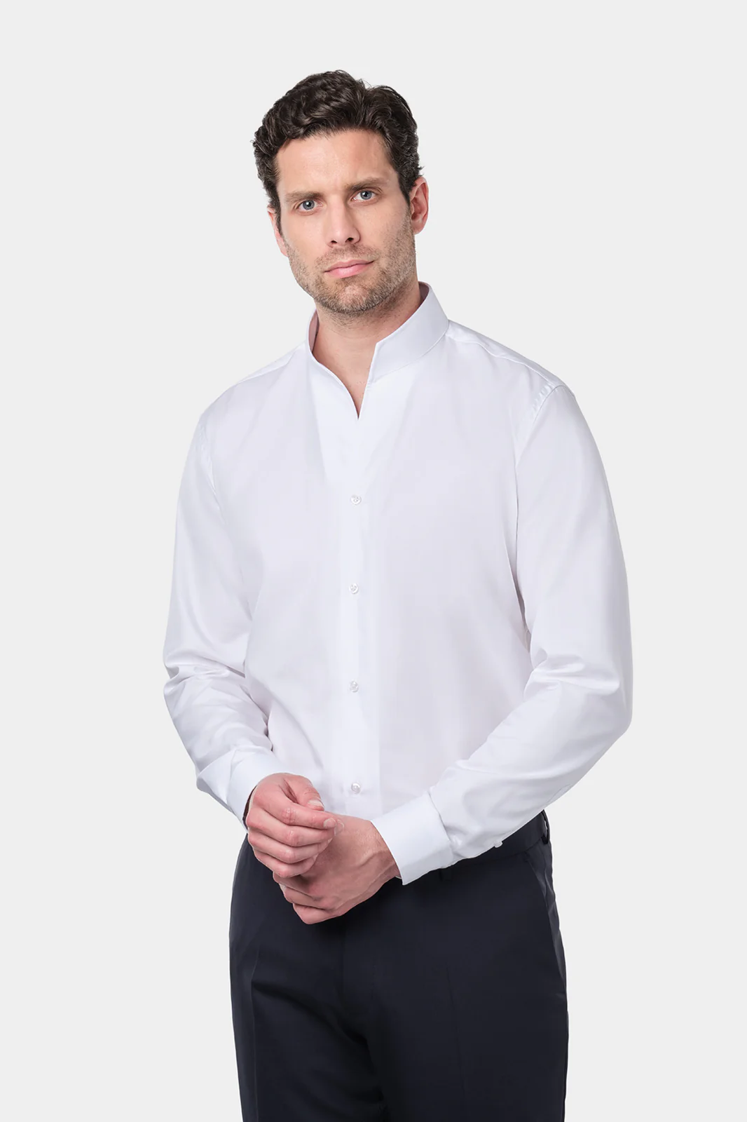 Chemise confort col indien - Blanche - Image 5