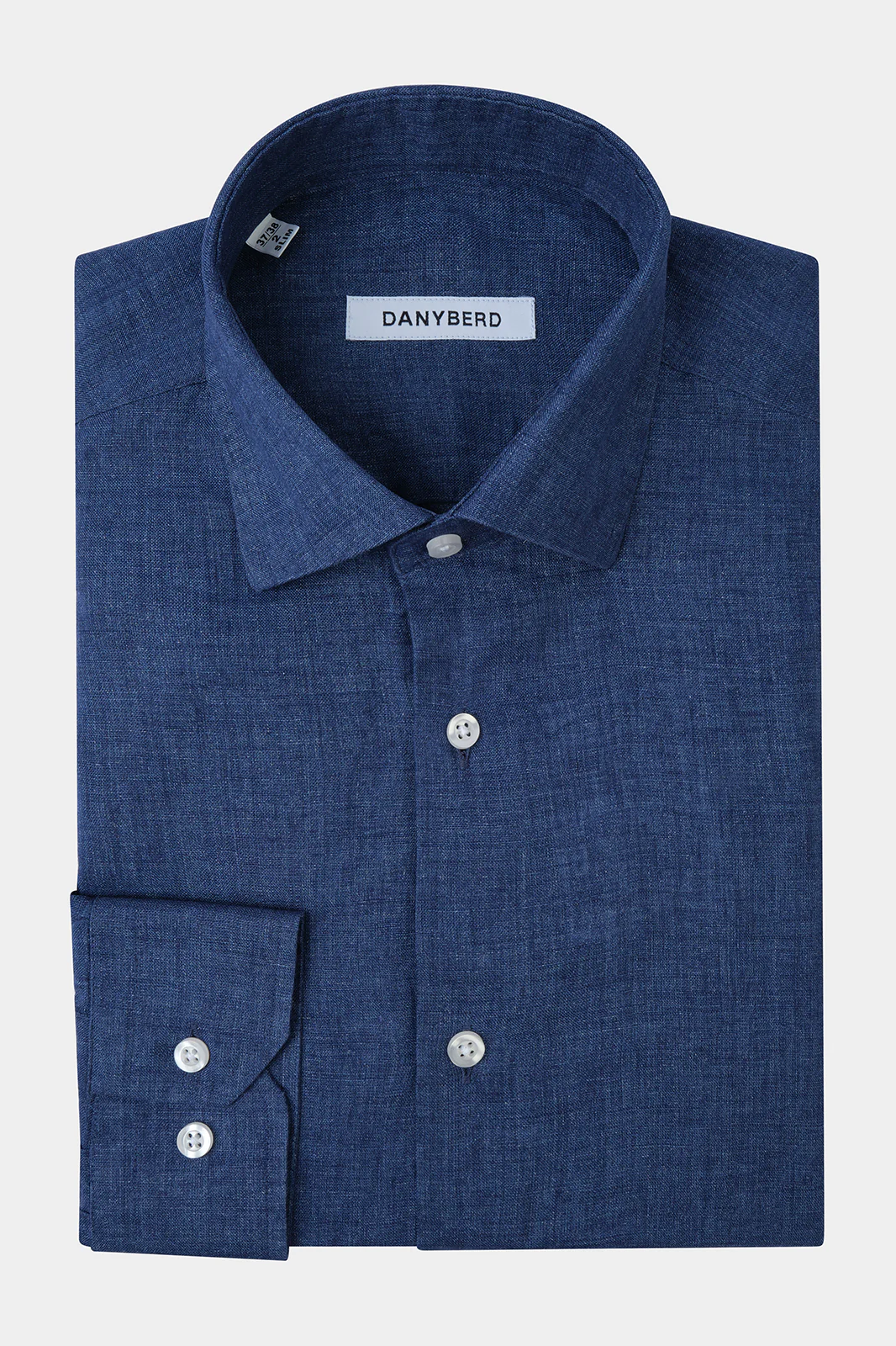 Chemise en lin col français - Bleu jeans