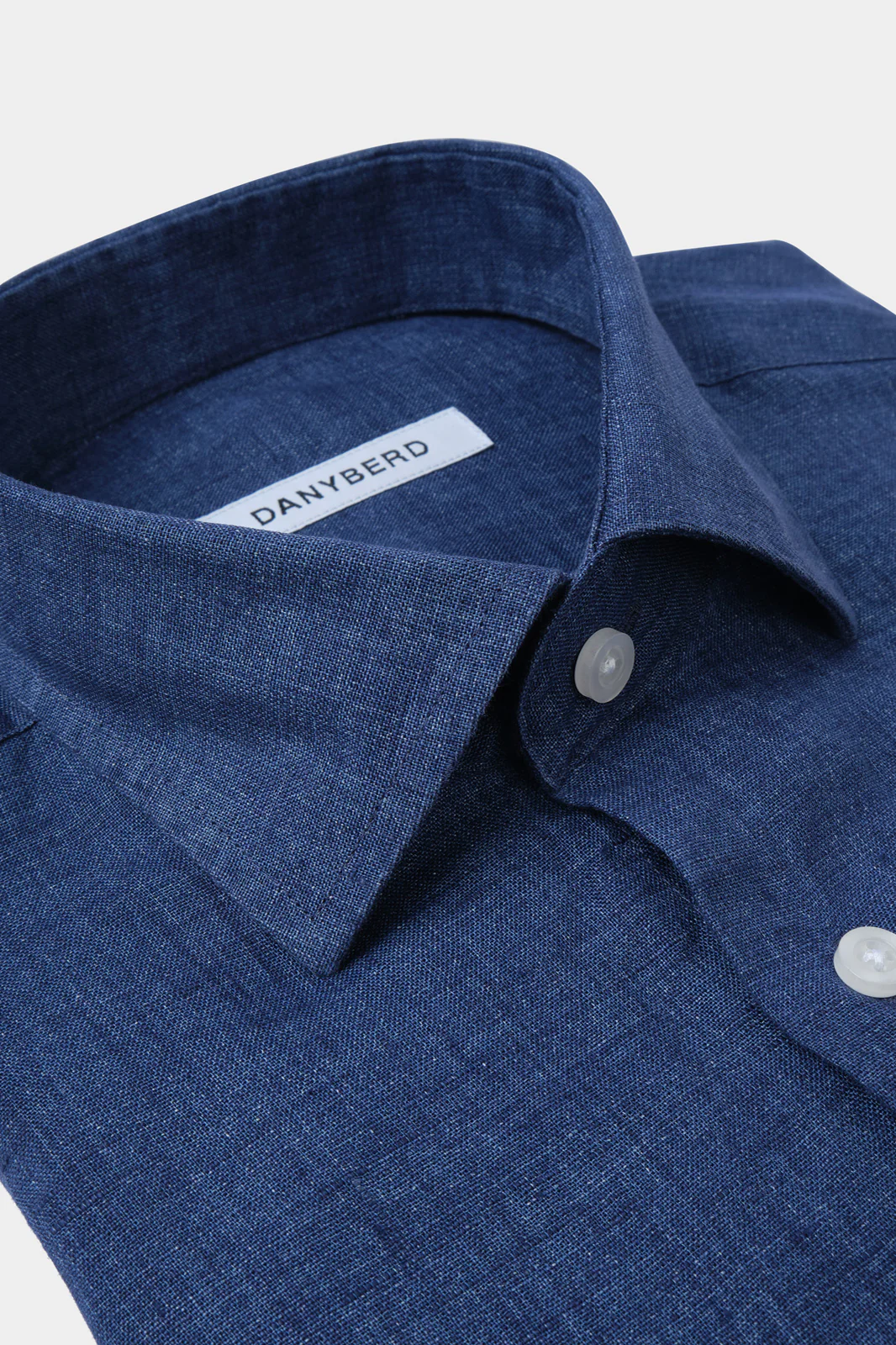 Chemise en lin col français - Bleu jeans - Image 2