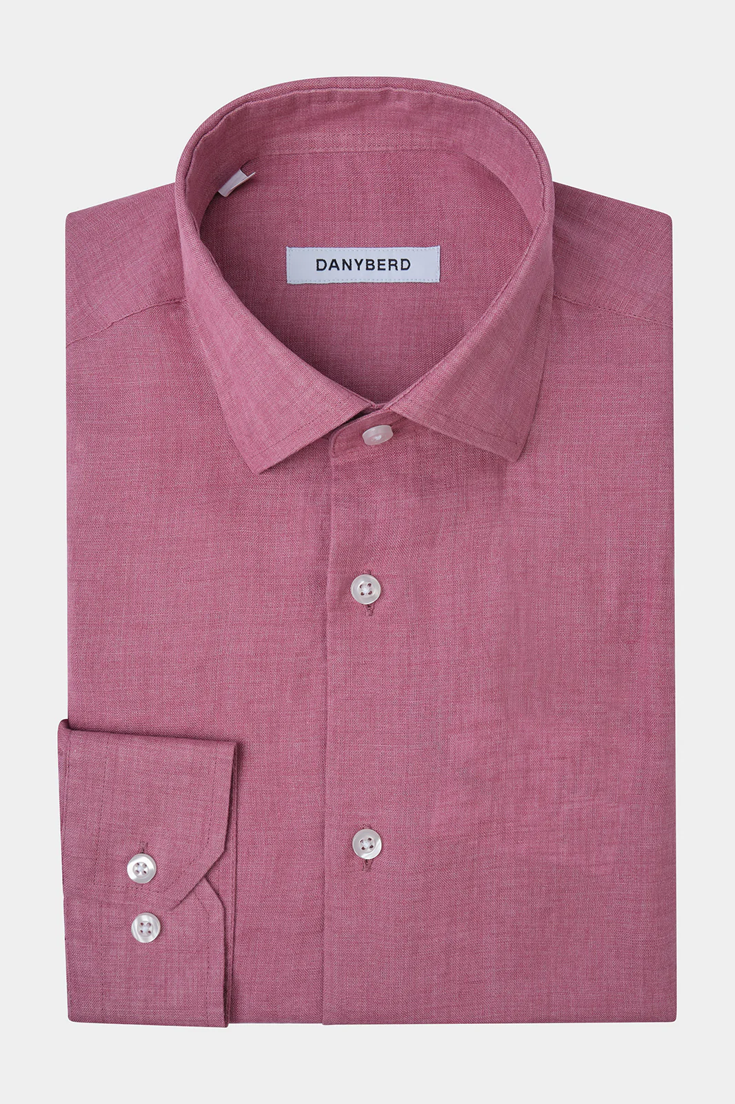 Chemise en lin col français - Rose framboise