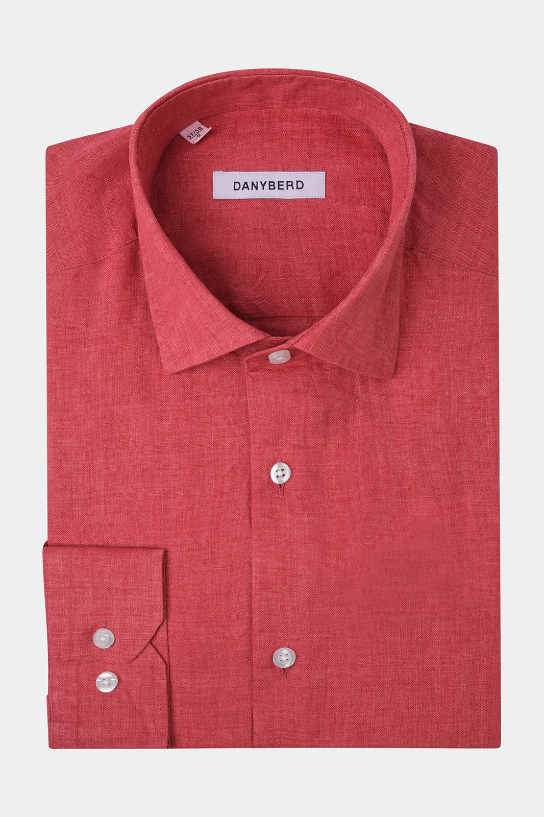 Chemise en lin col français - Rouge rubis