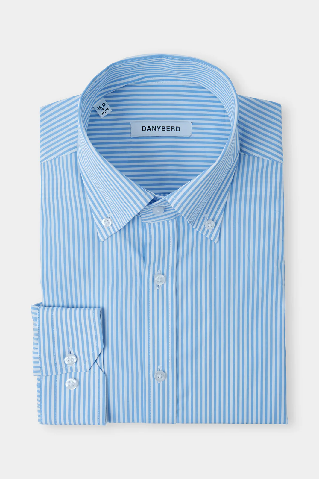 Chemise grand col boutonné - Bleu à rayures