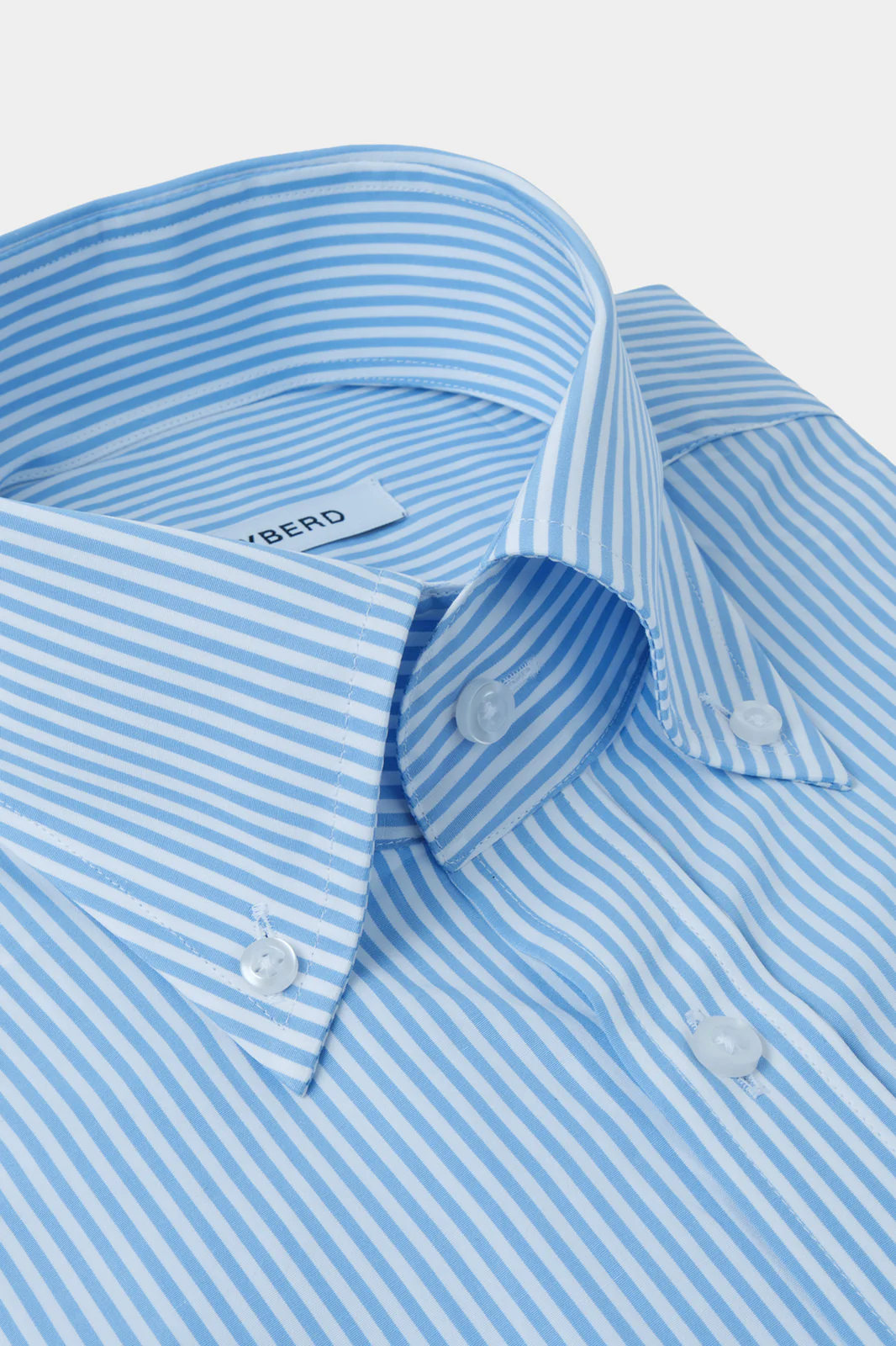 Chemise grand col boutonné - Bleu à rayures - Image 2