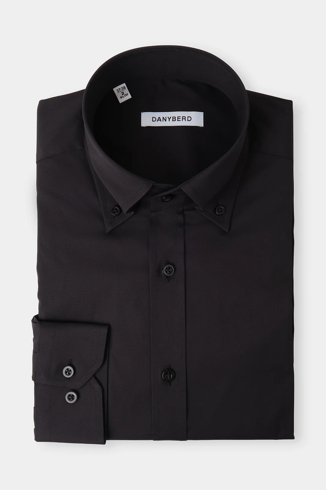 Chemise grand col boutonné - Noir