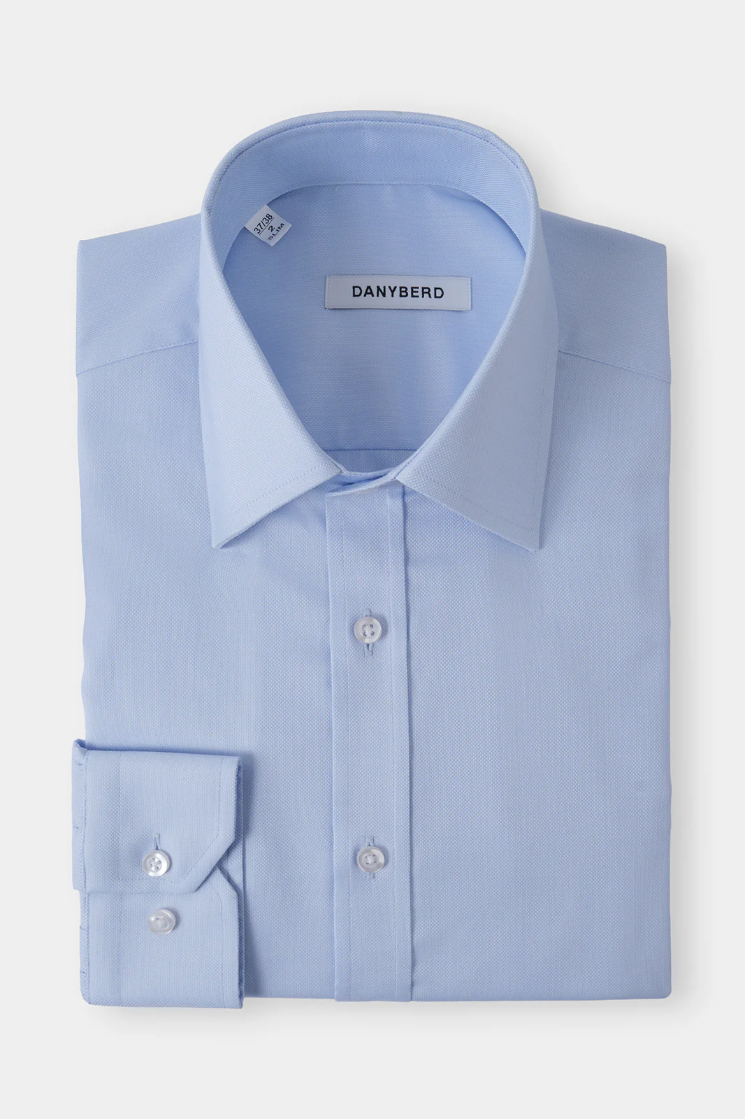 Chemise grand col français texturée - Bleu