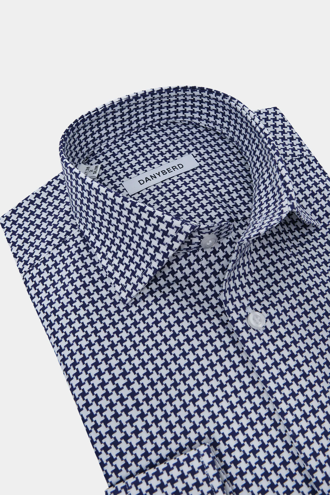 Chemise tissé pied de poule - Marine - Image 3
