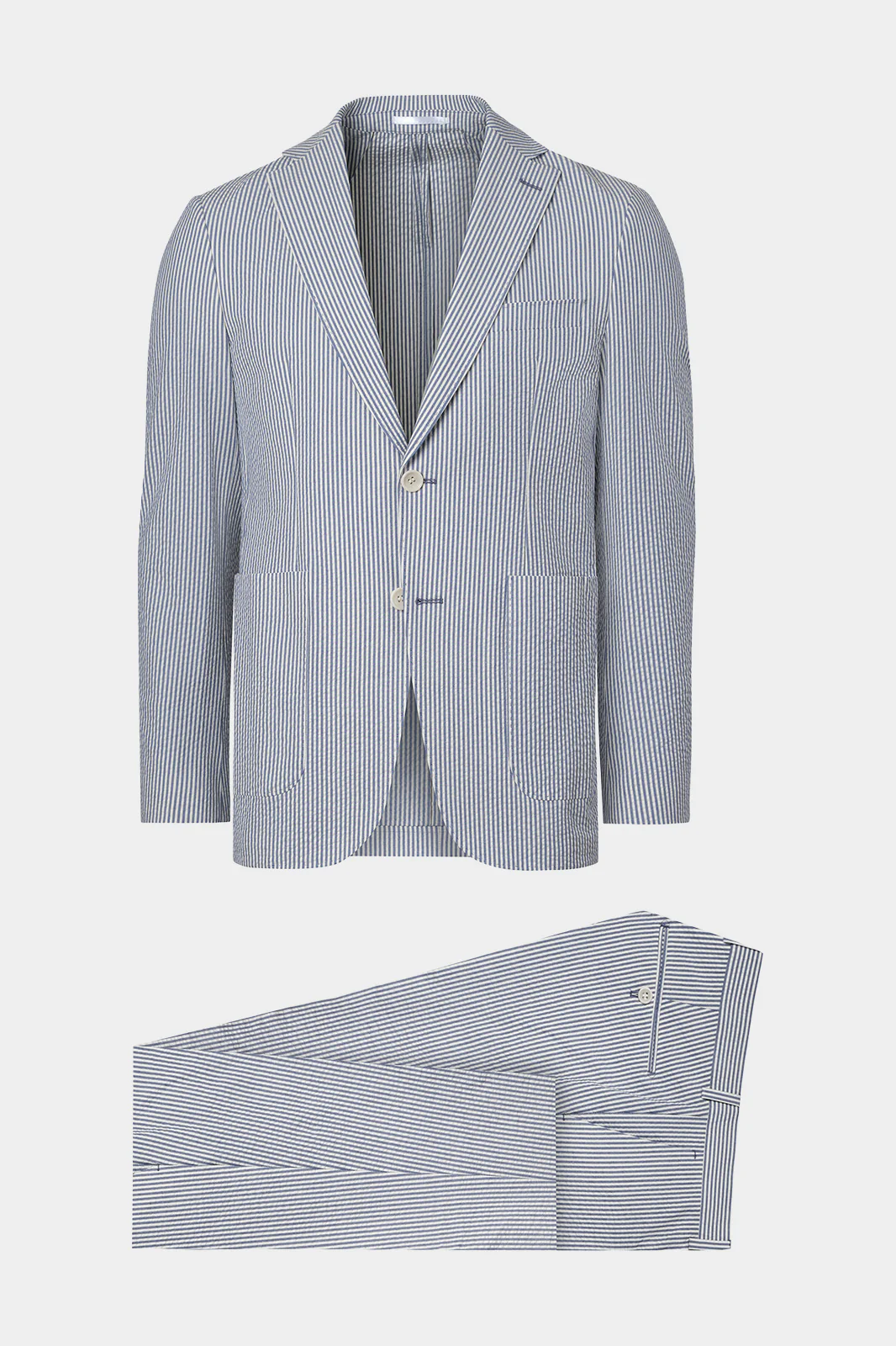 Costume à rayures Seersucker - Blanc et Bleu