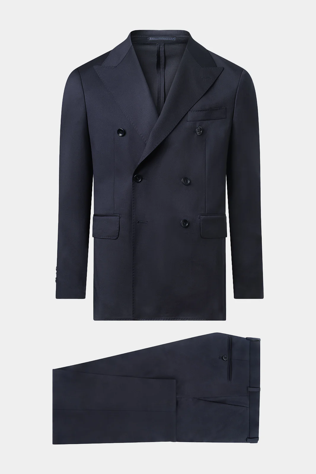 Costume croisé en laine - Marine uni