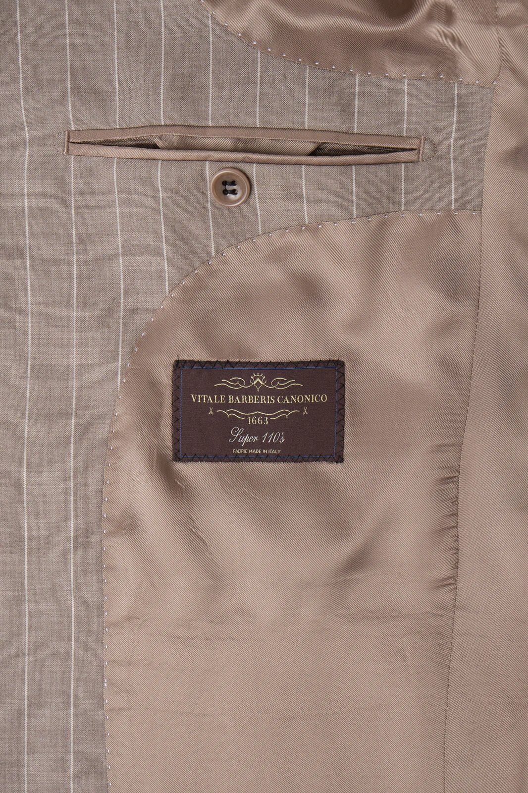 Costume en laine - Beige à rayures blanches - Image 5