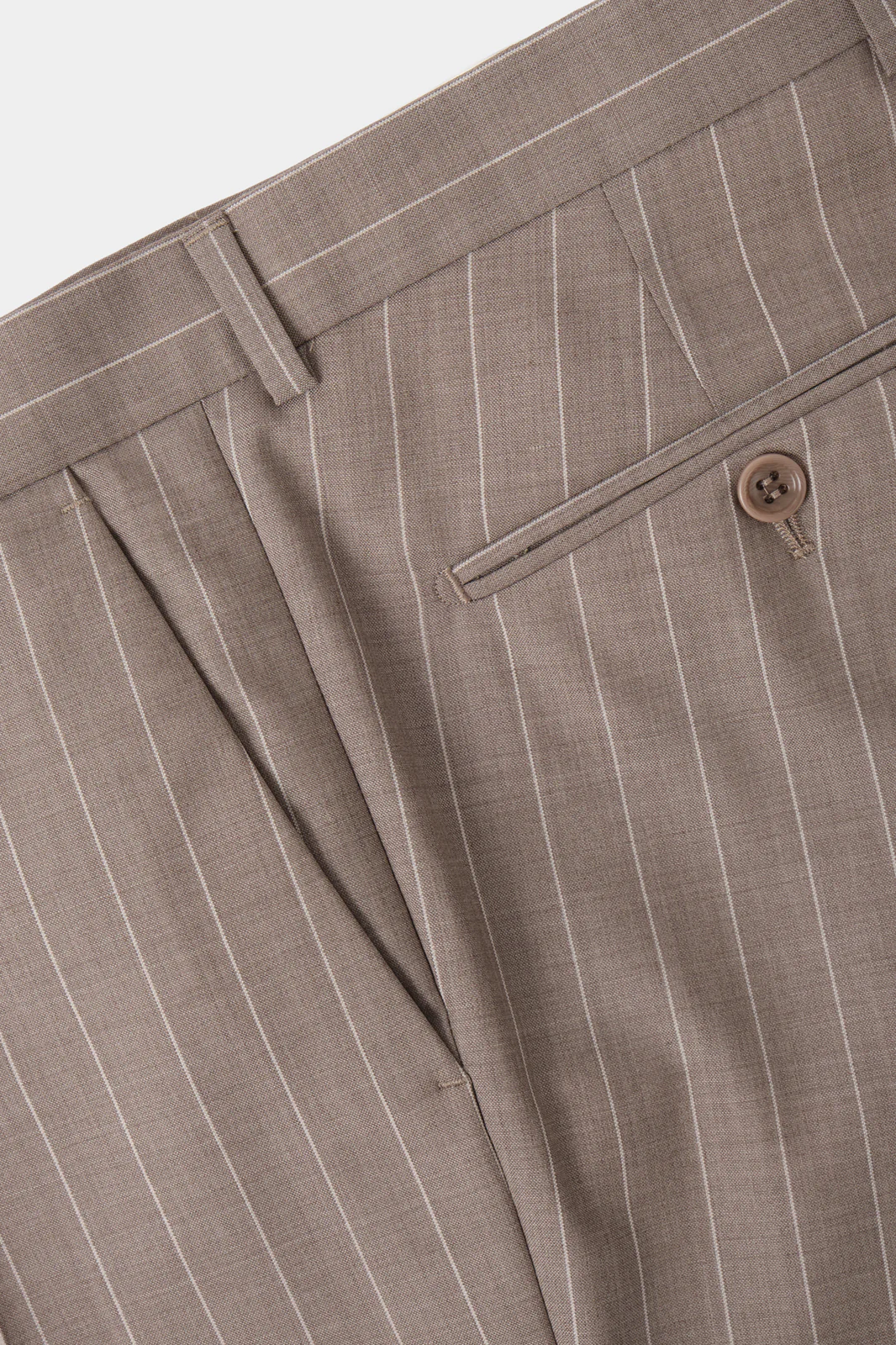 Costume en laine - Beige à rayures blanches - Image 7
