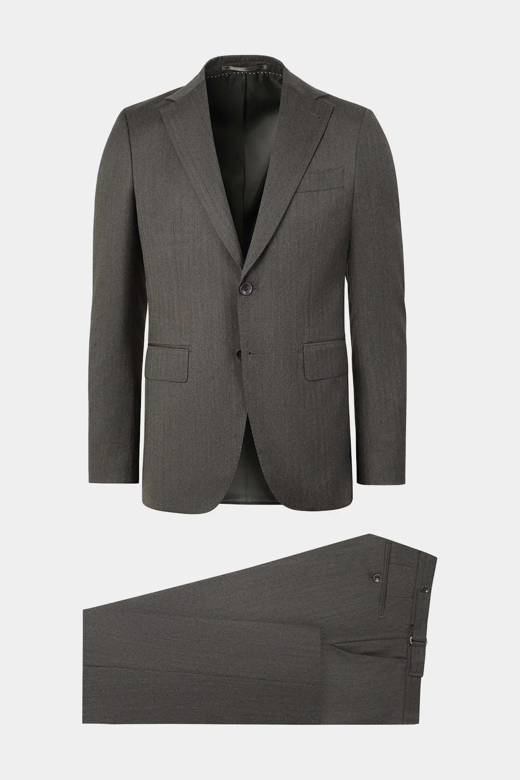 Costume et pantalon pattes de serrage avec une trame chevron - Vert foncé