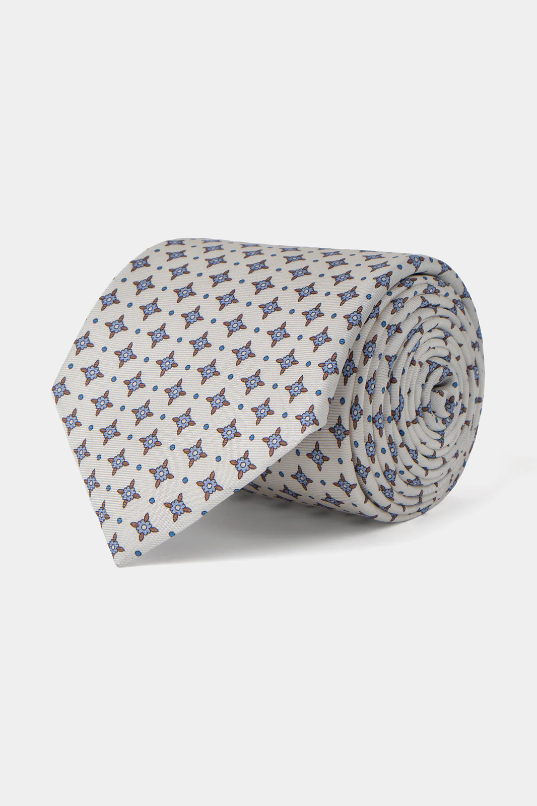 Cravate 100 % soie - Blanche à motifs