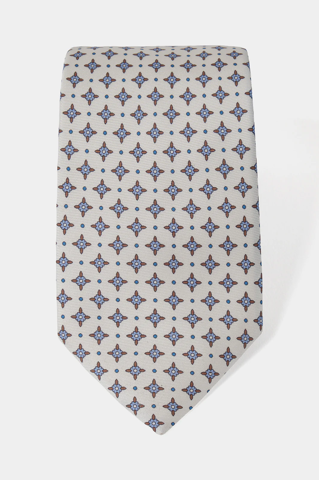 Cravate 100 % soie - Blanche à motifs - Image 2