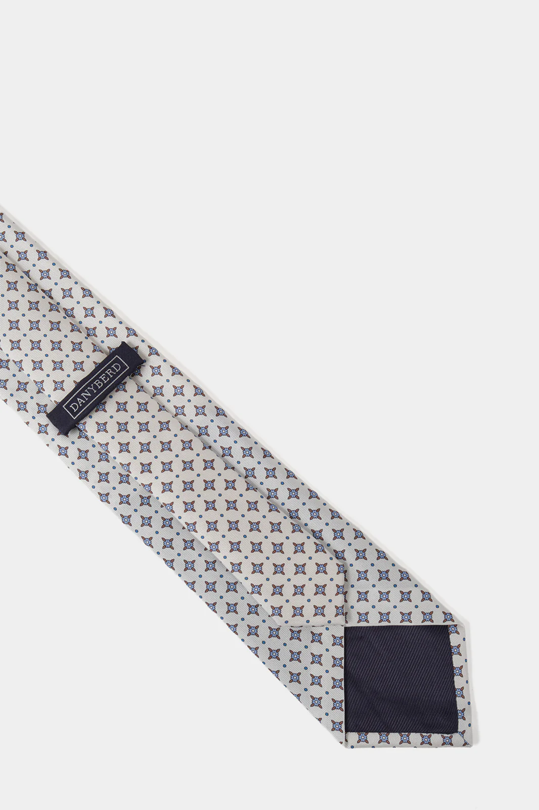 Cravate 100 % soie - Blanche à motifs - Image 3