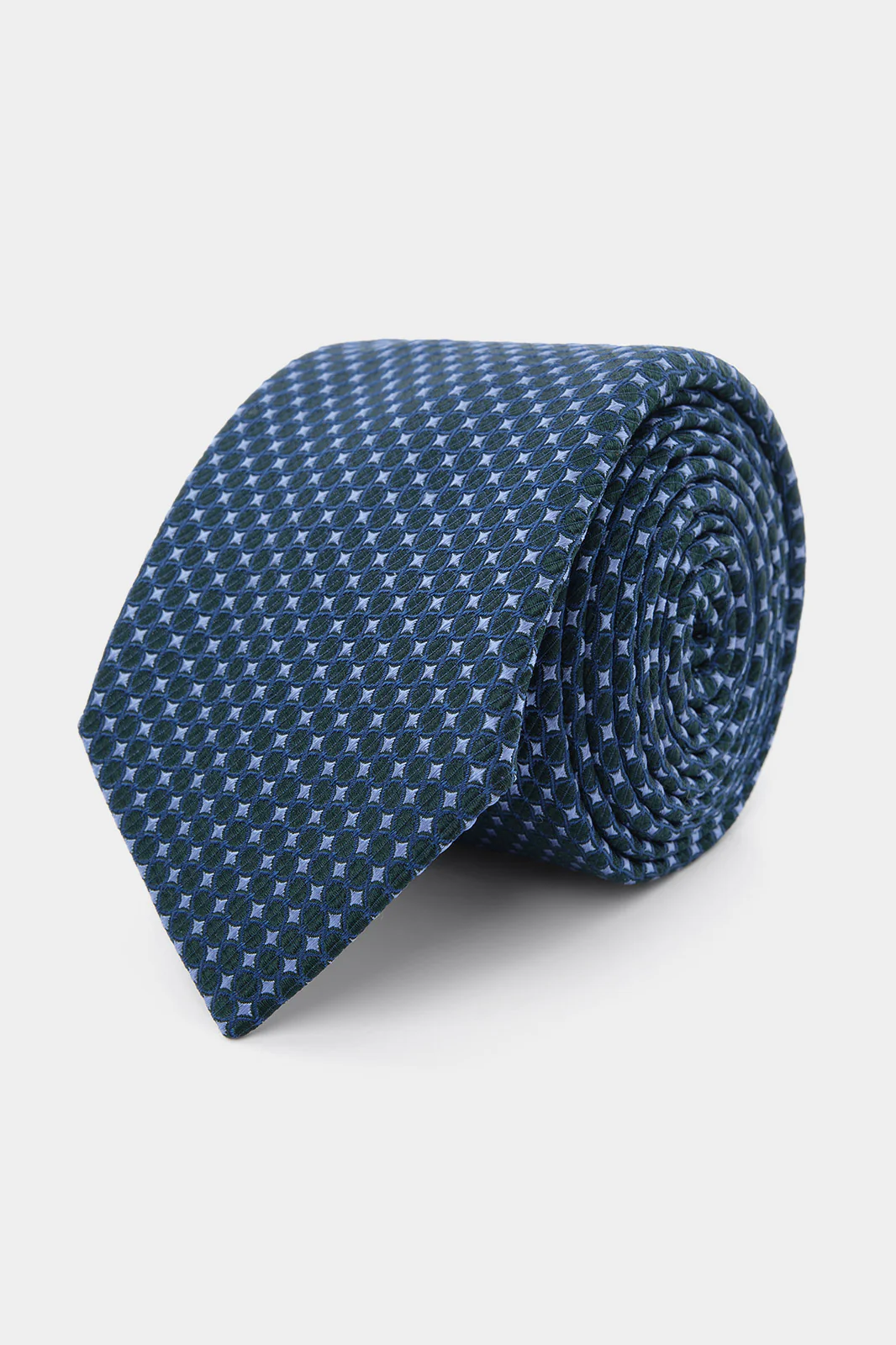 Cravate 100% soie - Bleu à motifs noir
