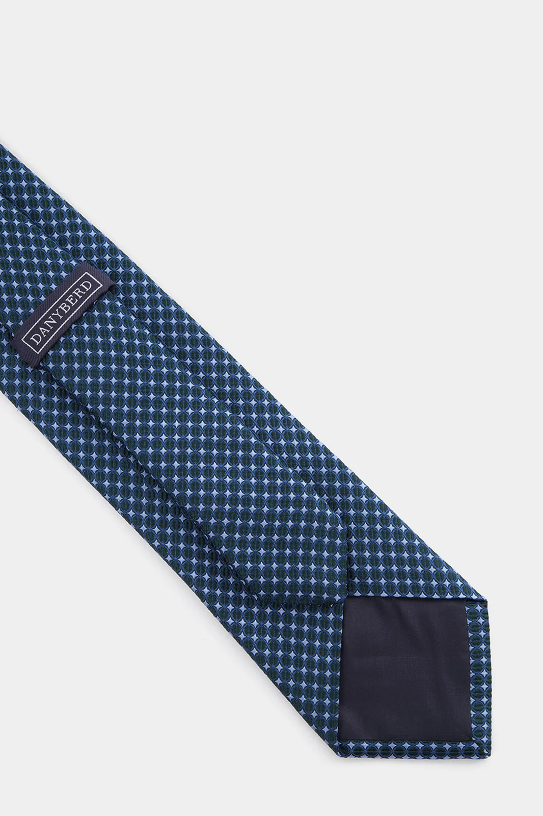 Cravate 100% soie - Bleu à motifs noir - Image 2