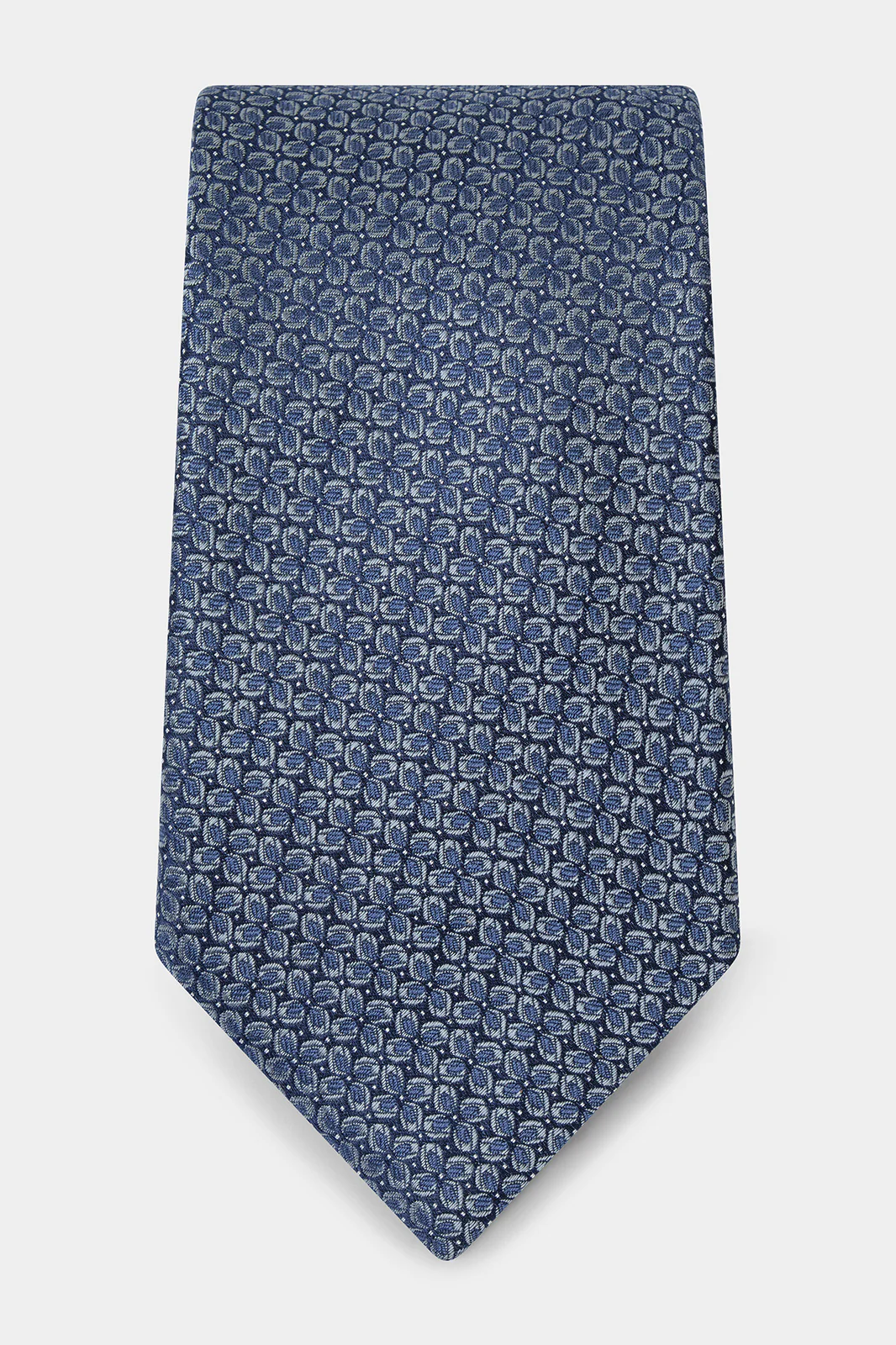 Cravate 100 % soie - Bleu marine à motifs floraux ton sur ton - Image 3